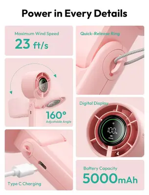 Aecooly Halo 02 Portable Handheld Fan Pink – 2. kép