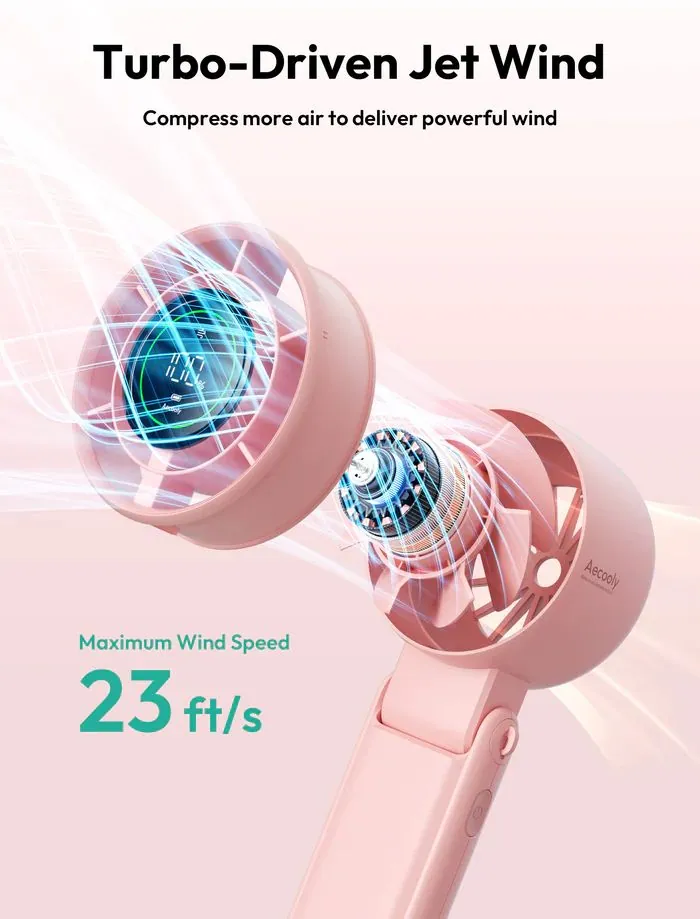 Aecooly Halo 02 Portable Handheld Fan Pink – 4. kép