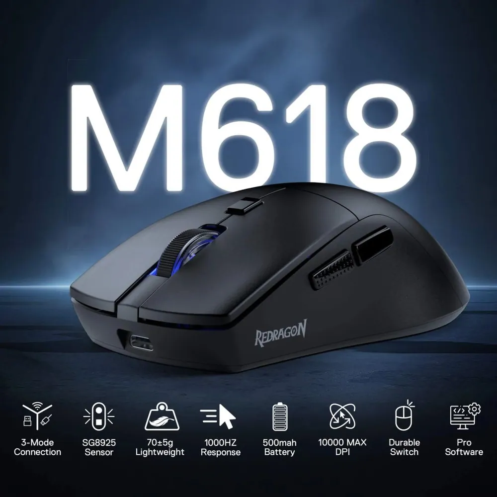 Redragon M618 Lite Wireless Bluetooth Mouse Black – 5. kép