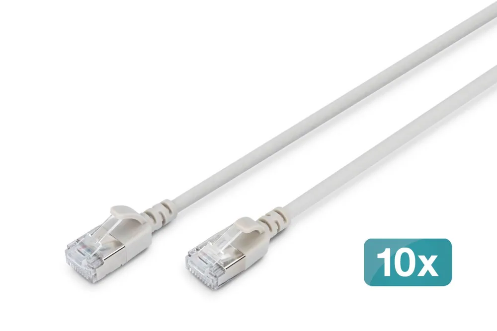 Digitus CAT6A F-FTP Patch Cable 1m Grey (10 Pack)