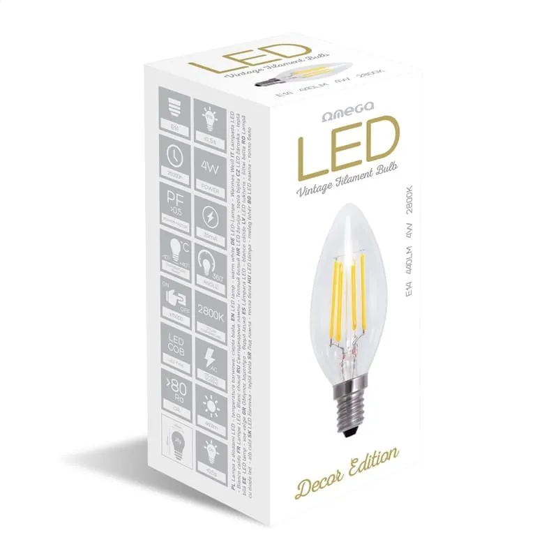 Platinet OMEGA LED BULB FILAMENT E14 2800K 4W CANDLE – 2. kép