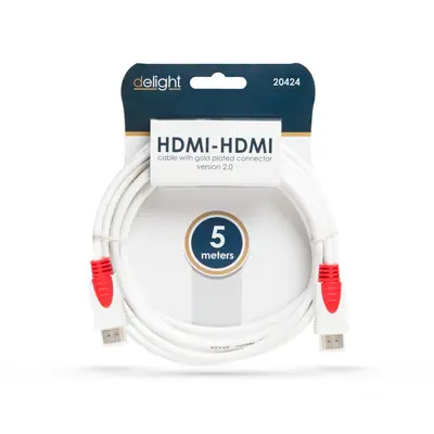 Delight Jelkábel HDMI-HDMI 2.0 3D aranyozott Am/Am 5m White – 2. kép