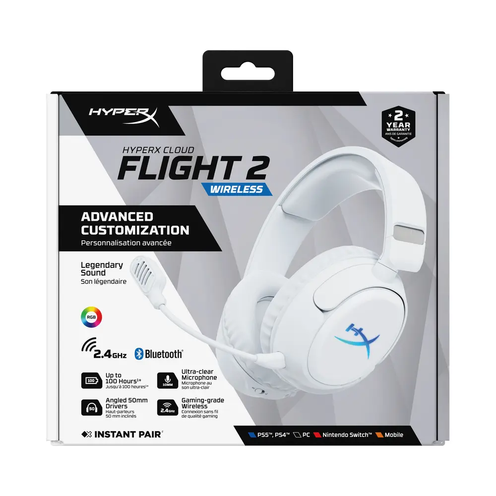 HP HYPERX vezeték nélküli gaming fejhallgató Flight 2 - fehér – 7. kép