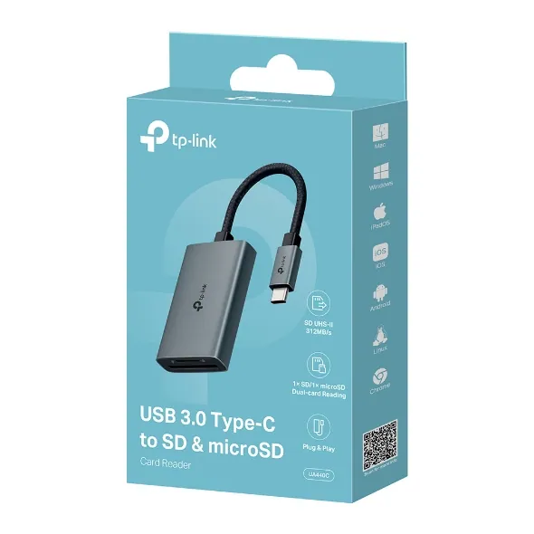TP-Link UA440C USB3.0 Type-C to SD & microSD 3.0 Card Reader Silver – 4. kép