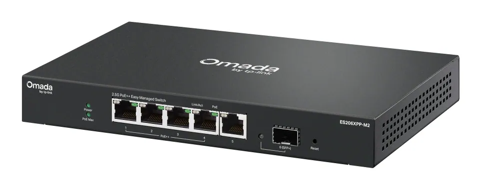TP-Link Switch Menedzselhető - ES206XPP-M2 (Omada; 5x 2,5Gbps; 1x 10Gbps SFP+ port; 4x 802.3af/at PoE++ port; 120W PoE) – 3. kép