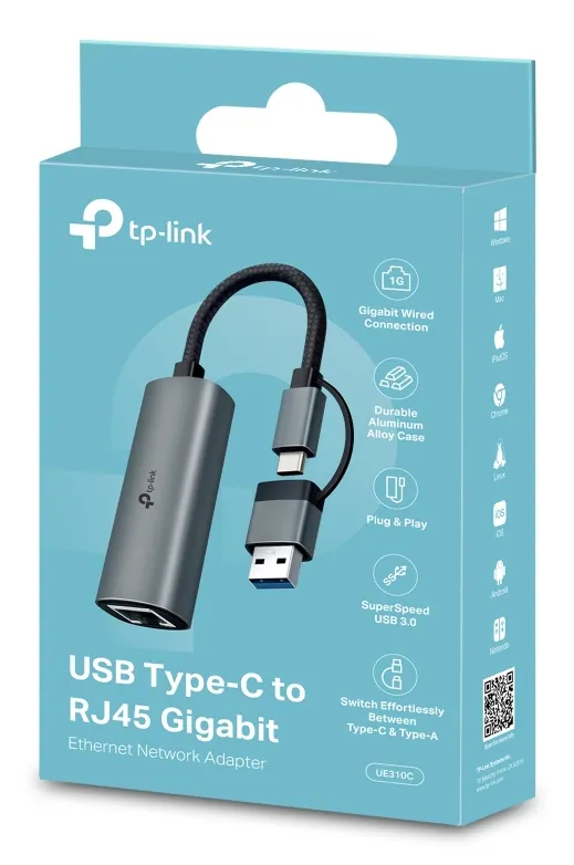TP-Link UE310C 1Gb/s USB-A / USB-C RJ45 hálózati adapter – 4. kép