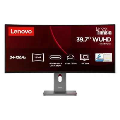 LENOVO Monitor - ThinkVision P40wd-40, ívelt, 39.7" 5120x2160 IPS, 21:9, 2000:1, 400cd/m2, 4ms, USB ABC, HDMI, DP, RJ45.