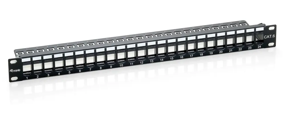 Equip Keystone Patch Panel - 769224 (24 port, 1U, árnyékolatlan, fekete)