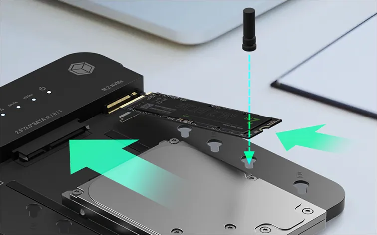 Raidsonic IcyBox IB-2915MSCL-C31 CloneStation & DockingStation for M.2 NVME & SATA 2.5”/3.5” SSD/HDD – 3. kép