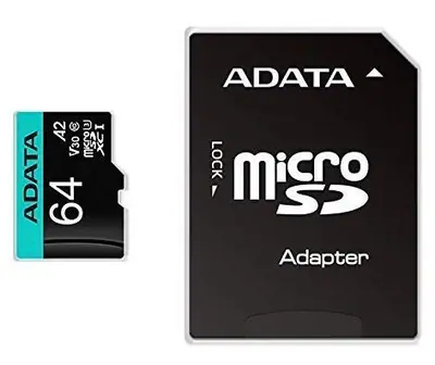 A-Data 64GB microSDXC Premier Pro Class 10 UHS-I U3 A2 V30 + adapterrel