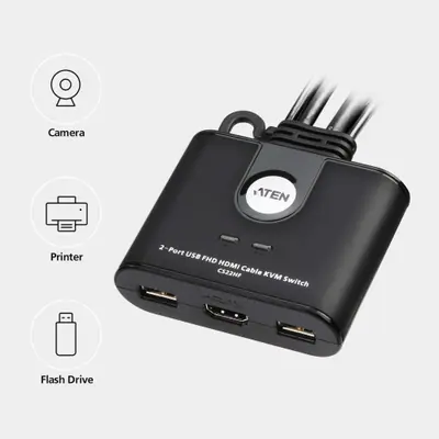 ATEN CS22HF 2-Port USB FHD HDMI Cable KVM Switch – 2. kép