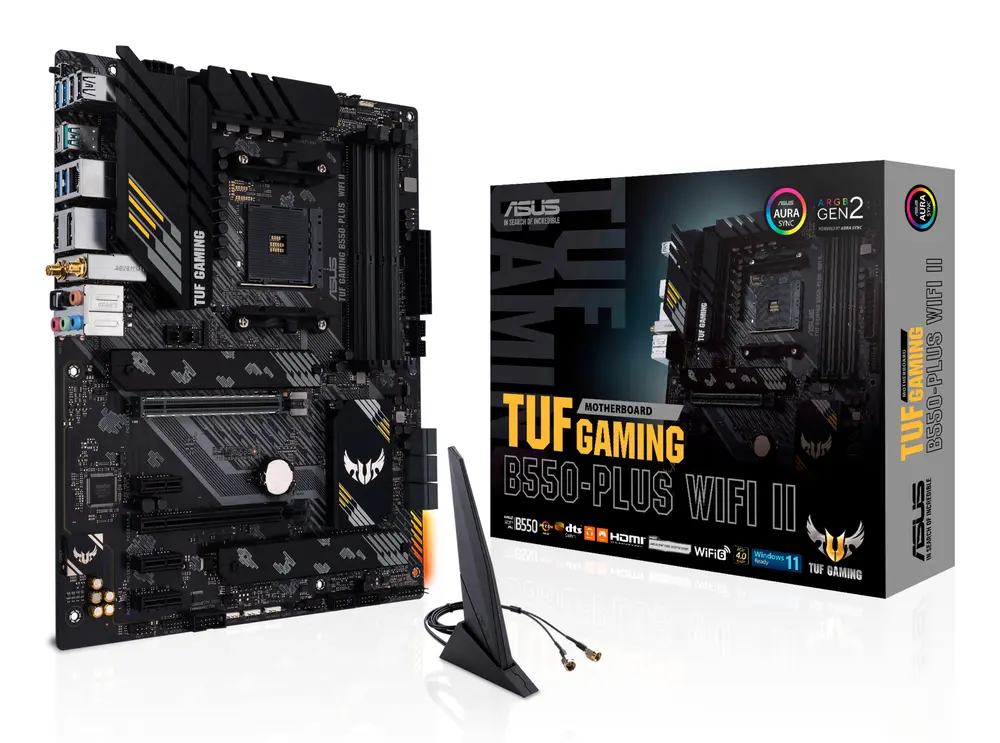Asus Alaplap - AMD TUF GAMING B550-PLUS WIFI II AM4 (B550, 4xDDR4 4800MHz, 6xSATA3, 2x M.2, 4xUSB2.0, 8xUSB3.2)