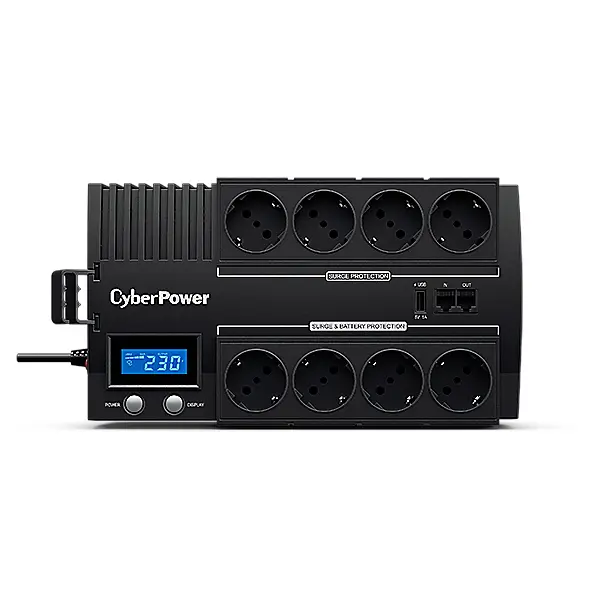 CYBERPOWER UPS BR700ELCD (8 aljzat) 700VA 420W, 230V szünetmentes elosztósor + USB LINE-INTERAKTÍV – 2. kép