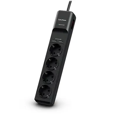 CyberPower P0420SUD0-DE Túlfeszültségvédő Kapcsolóval 4DIN 1,8m Black