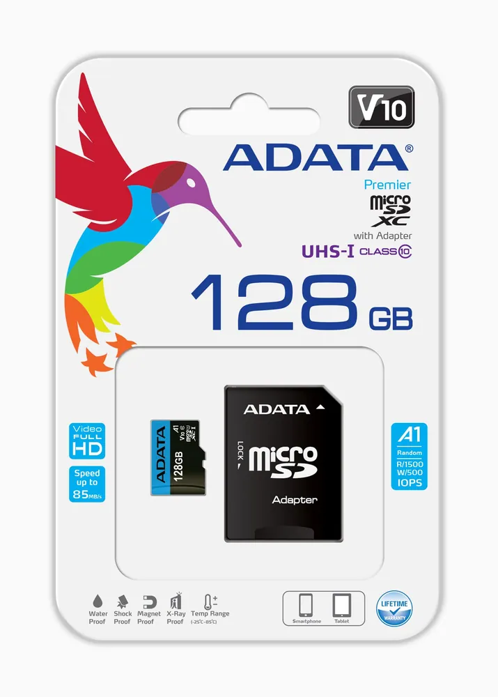 A-Data 128GB microSDXC Premier Class 10 UHS-I V10 A1 + adapterrel – 4. kép