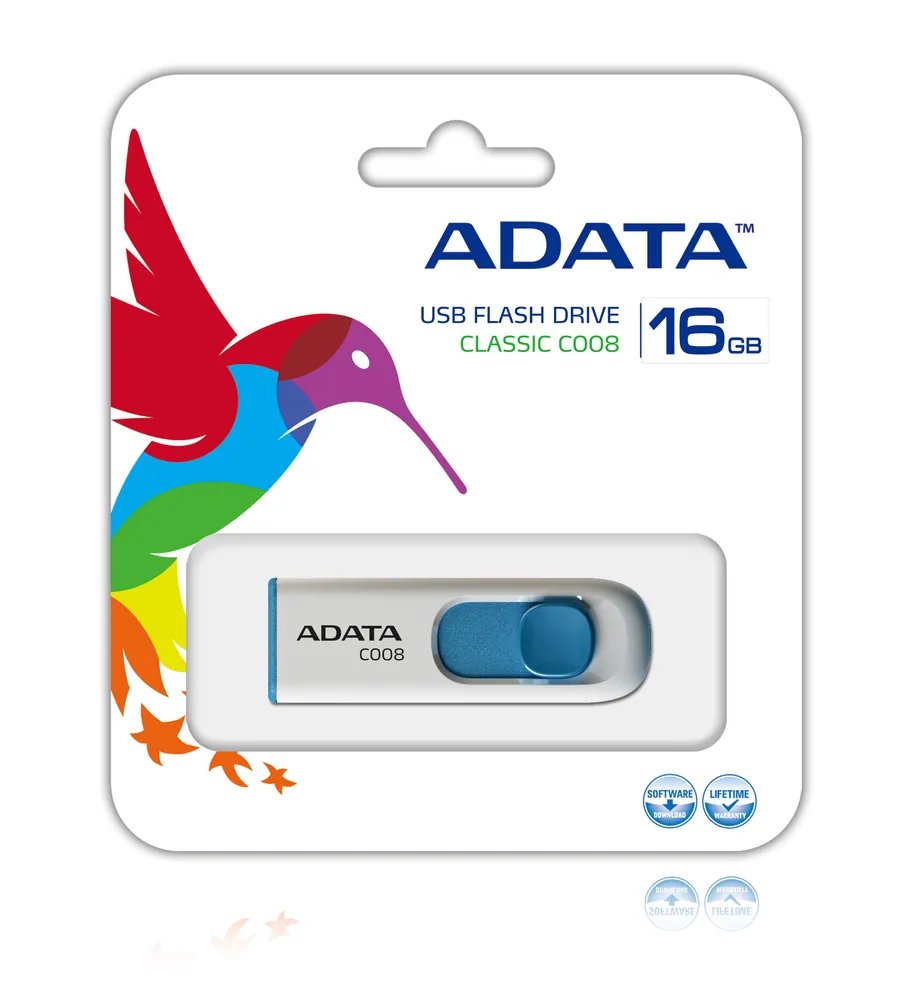 ADATA Pendrive - 16GB C008 (USB2.0, Fehér-Kék) – 2. kép