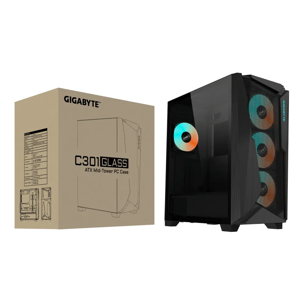 Gigabyte C301G V2 RGB Lighting Tempered Glass Black – 7. kép