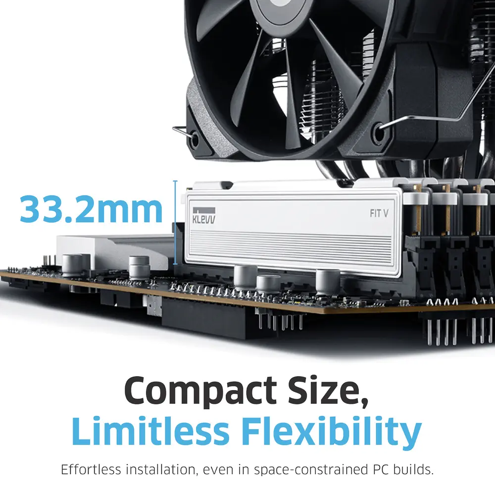 KLEVV FIT V 32GB 6000MT/s DDR5 memória CL30 Kit of 2 AMD-re optimalizált és Intel 14 Gen és korábbi CPU-kal kompatibilis – 5. kép