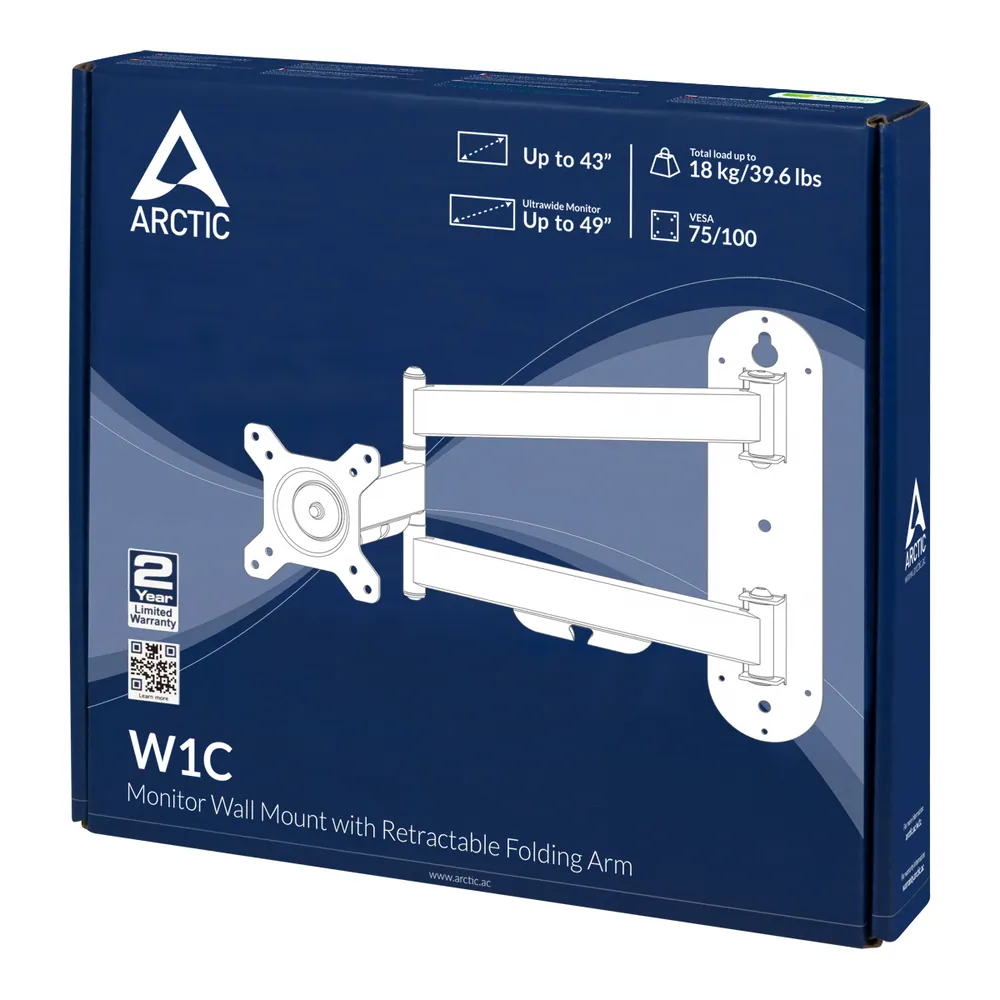 Arctic W1C Wall Mount with Retractable Folding Arm Black – 8. kép