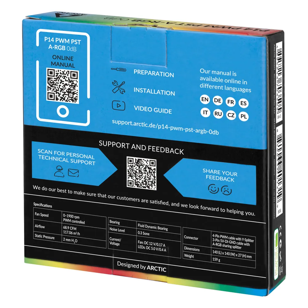 Arctic P14 PWM PST A-RGB Black – 6. kép