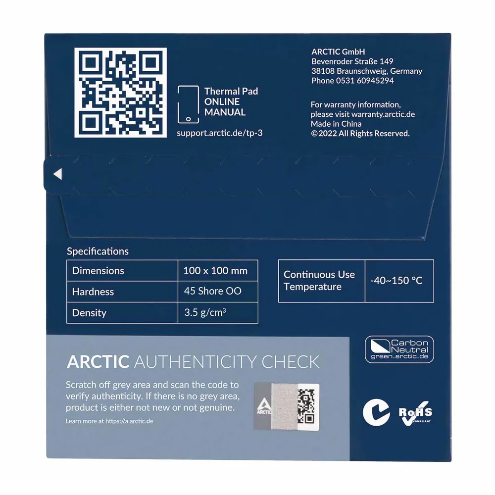 Arctic TP-3 100x100x1mm Hővezető lap (1lap/csomag) – 5. kép