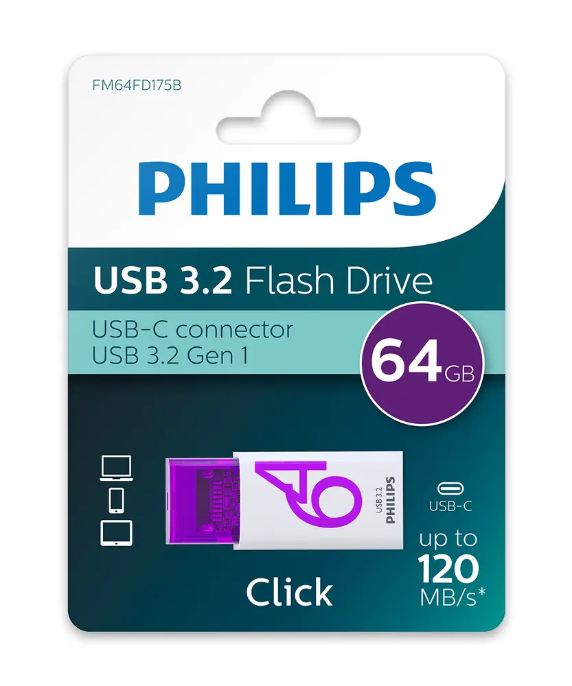 USB Flash Ram 64GB Philips Magic Purple USB-C 3.2 Gen1 – 5. kép