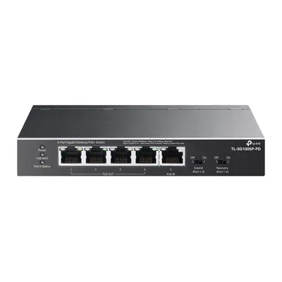 TP-Link TL-SG1005P-PD 5-Port Gigabit Desktop PoE+ Switch with 1-Port PoE++ In and 4-Port PoE+Out