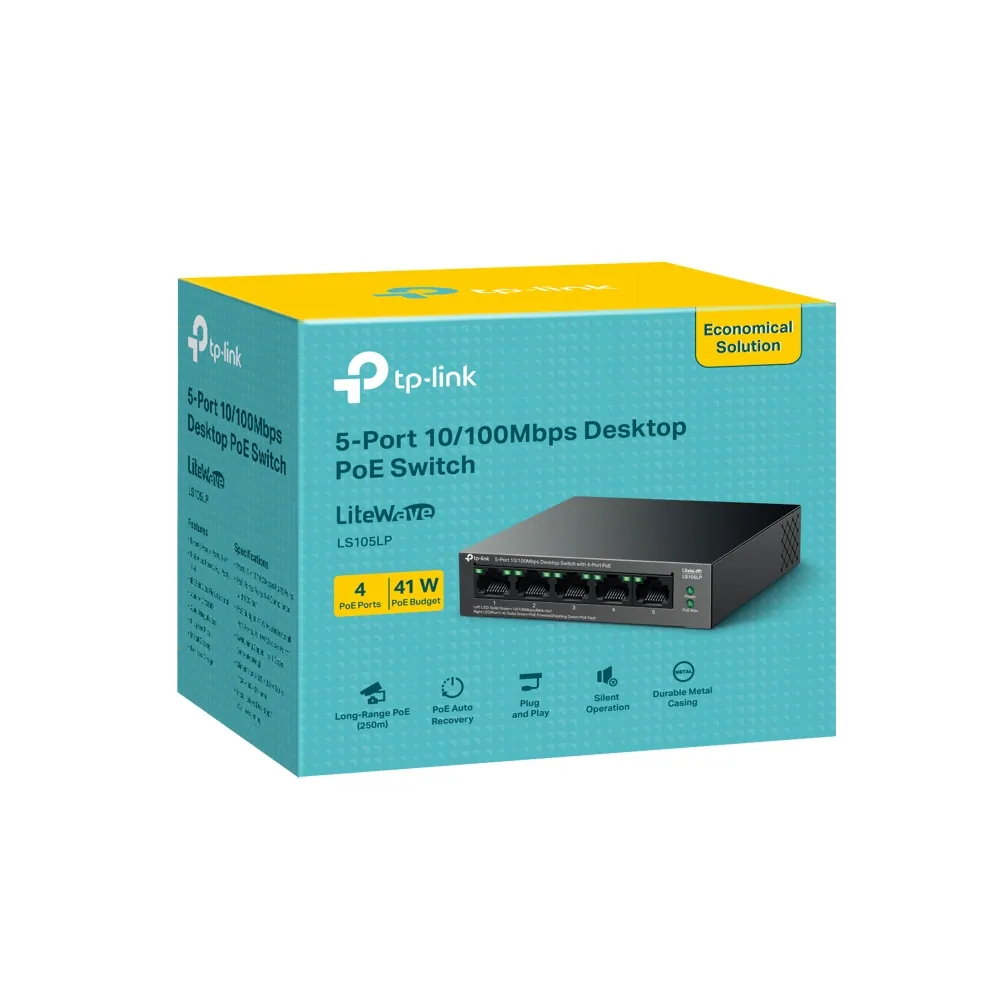 TP-Link LS105LP 5-Port 10/100Mbps Desktop Switch with 4-Port PoE – 4. kép