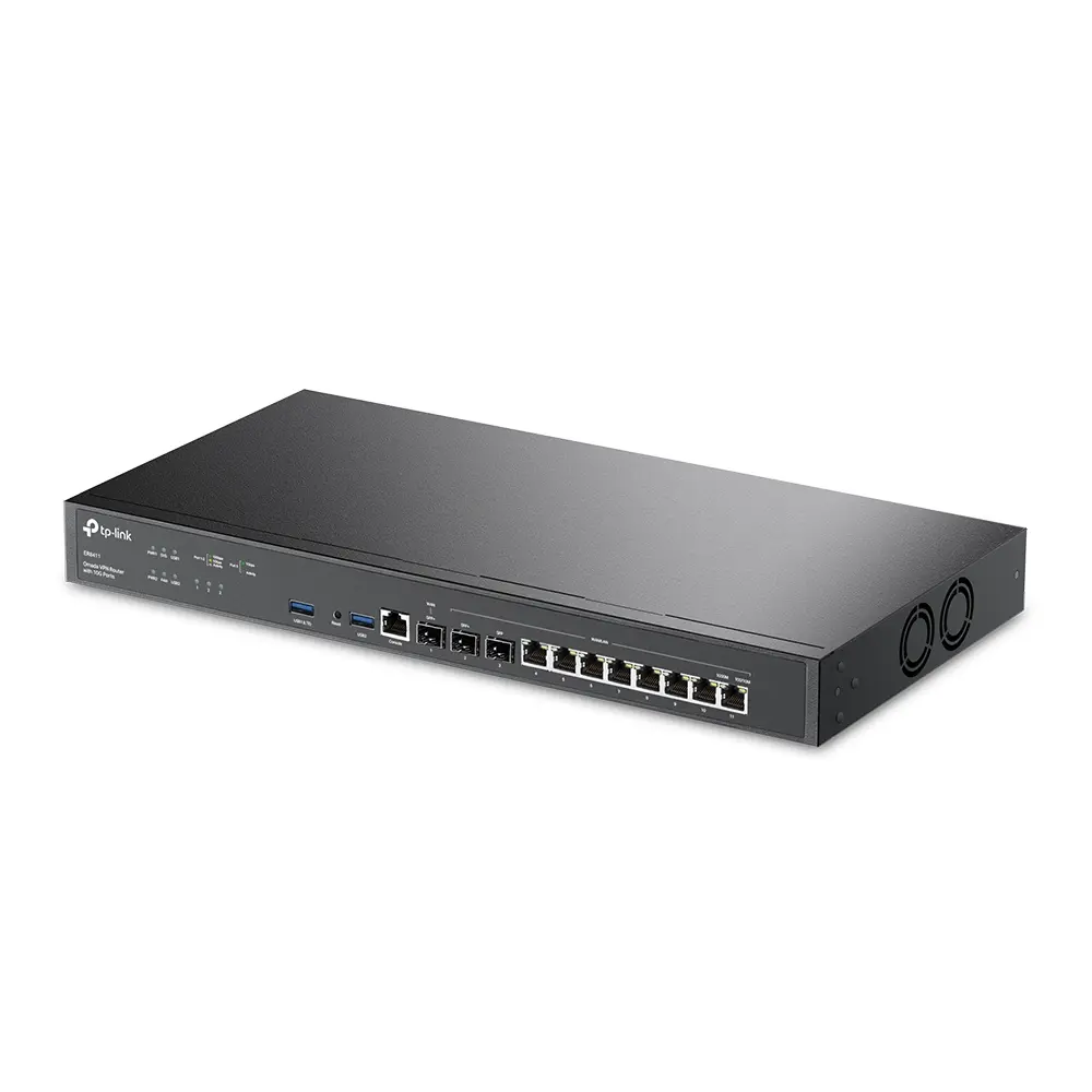 TP-LINK Vezetékes VPN Router 2xSFP+(10GE) + 1xWAN/LAN(1GE) + 8xWAN/LAN(1GE) + 1xkonzol port + 2xUSB, ER8411 – 2. kép