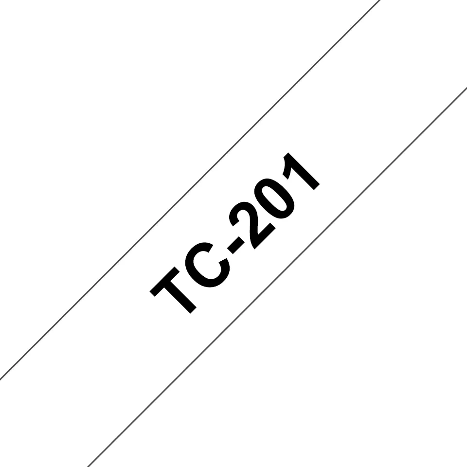 Brother P-touch TC-201 laminált P-touch szalag (12mm) Black on White 7,7m