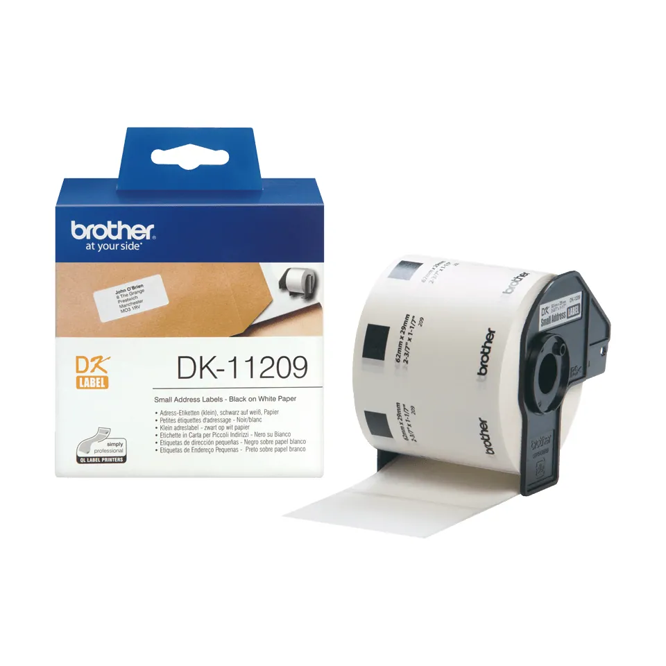 Brother DK-11209 elővágott öntapadós címke 800db/tekercs 29mm x 62mm White