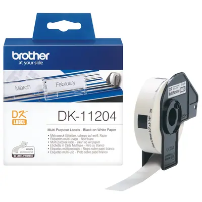 Brother DK-11204 elővágott öntapadós címke 400db/tekercs 17mm x 54mm White