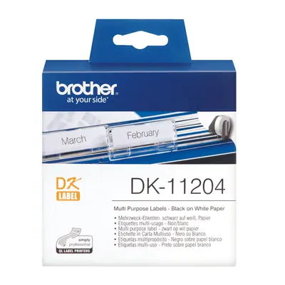 Brother DK-11204 elővágott öntapadós címke 400db/tekercs 17mm x 54mm White – 2. kép