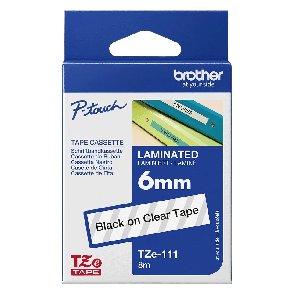 Brother TZE-111 laminált P-touch szalag (6mm) Black on Clear - 8m – 4. kép