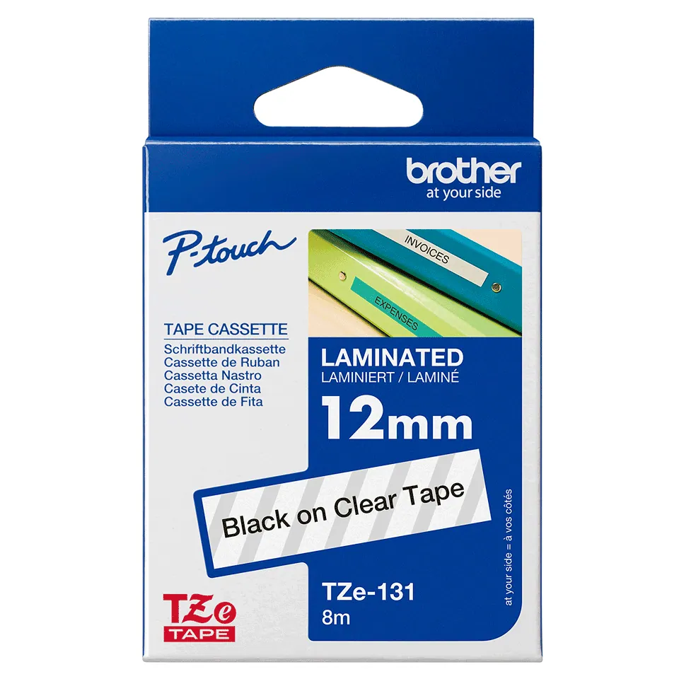 Brother TZE-131 laminált P-touch szalag (12mm) Black on Clear - 8m – 4. kép