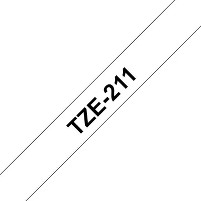 Brother TZE-211 laminált P-touch szalag (6mm) Black on White - 8m