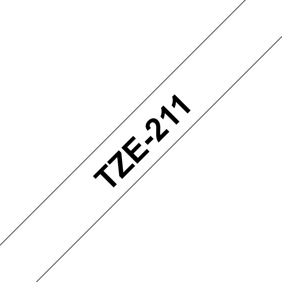 Brother TZE-211 laminált P-touch szalag (6mm) Black on White - 8m