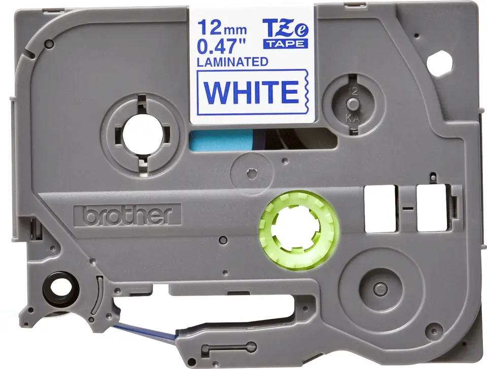 BROTHER szalag TZe-233, Fehér alapon Kék, Laminált, 12mm 0.47", 8 méter – 2. kép