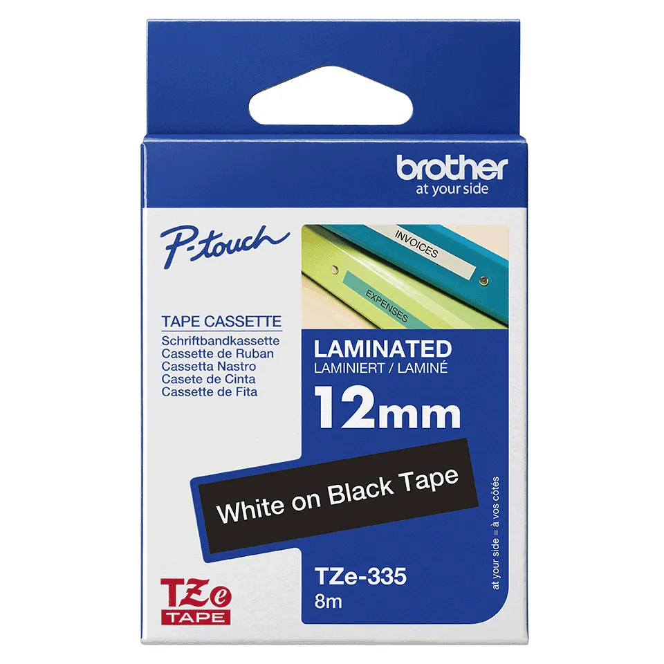Brother TZE-335 laminált nyomtatószalag (12mm) White on Black - 8m – 4. kép