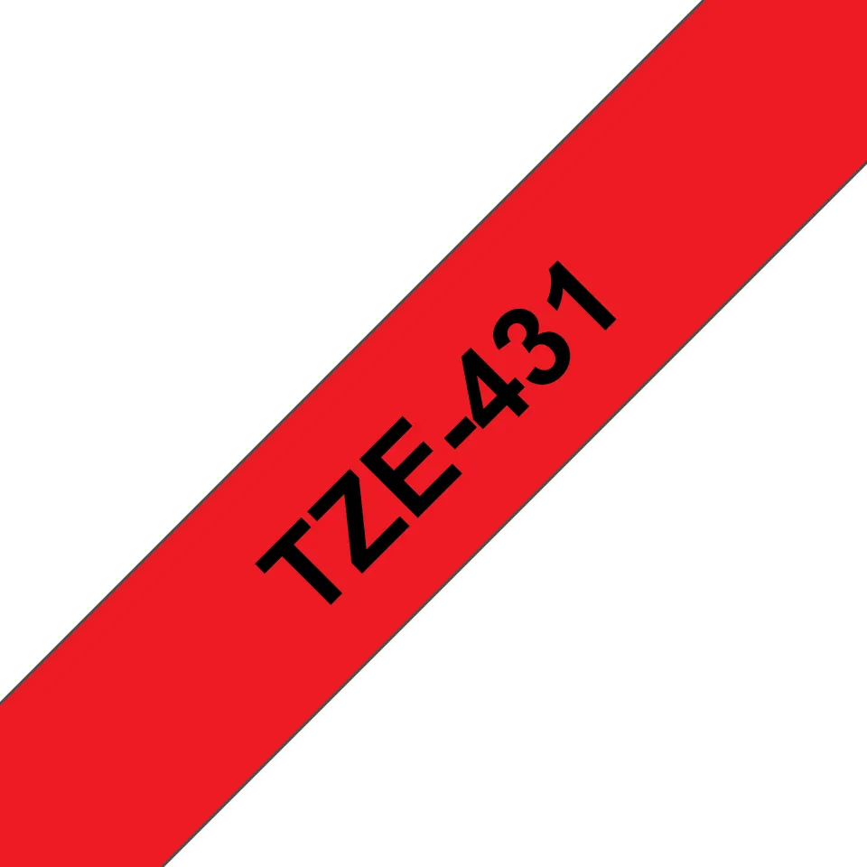 Brother TZE-431 laminált P-touch szalag (12mm) Black on Red - 8m