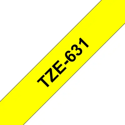 Brother TZE-631 laminált P-touch szalag (12mm) Black on Yellow - 8m