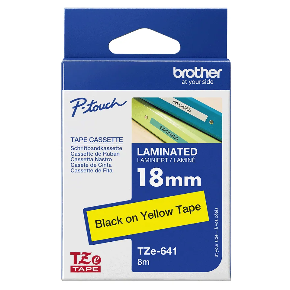 Brother TZE-641 laminált P-touch szalag (18mm) Black on Yellow - 8m – 4. kép