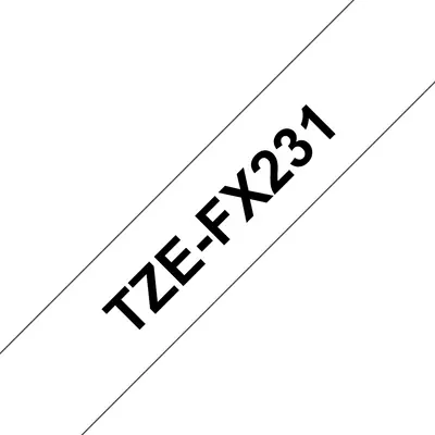 Brother TZE-FX231 laminált P-touch flexibilis szalag (12mm) Black on White - 8m