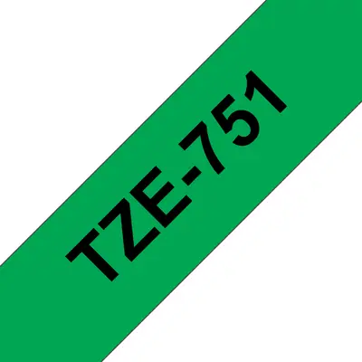 Brother TZE-751 laminált P-touch szalag (24mm) Black on Green - 8m