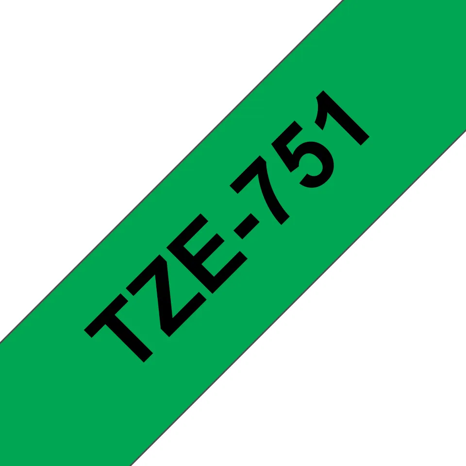 Brother TZE-751 laminált P-touch szalag (24mm) Black on Green - 8m