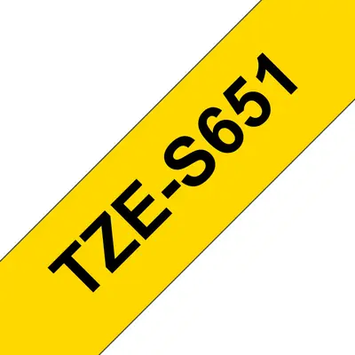 Brother TZE-S651 laminált P-touch szalag (24mm) Black on Yellow - 8m