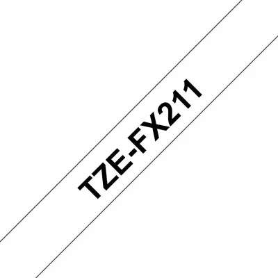 BROTHER szalag TZe-FX211, Fehér alapon Fekete, Flexibilis, 6mm 0.23", 8 méter