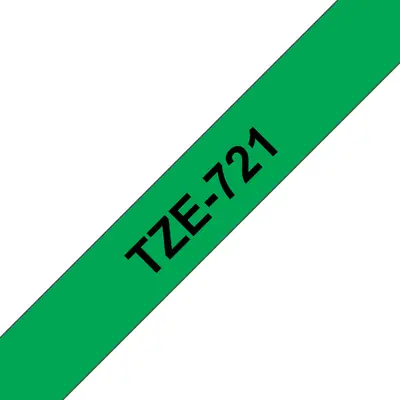 Brother TZE-721 laminált P-touch szalag (9mm) Black on Green - 8m