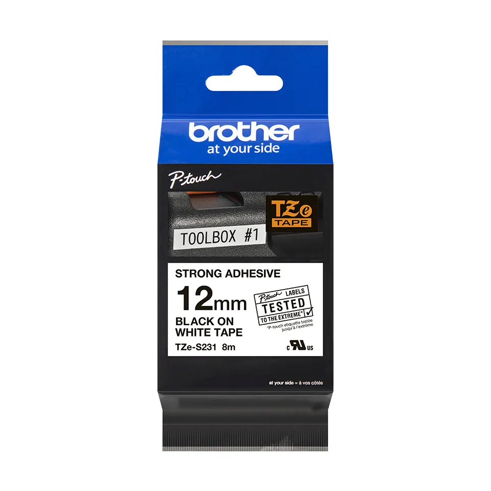 Brother TZE-S231 laminált P-touch szalag (12mm) Black on White - 8m – 4. kép