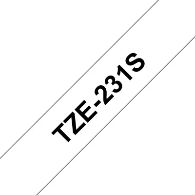 Brother TZE-231s laminált P-touch szalag (12mm) Black on White - 4m